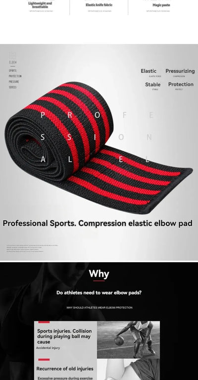 Sports Elbow Guard Winding Pressure Elbow Pad Bench Press Weightlifting Protective Gear Gym Equipment Booster Stripe