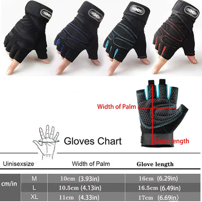 Gym Gloves for Men Women Fitness Weight Lifting Wristband Gloves Body Building Training Sports Exercise Cycling Glove Shockproof