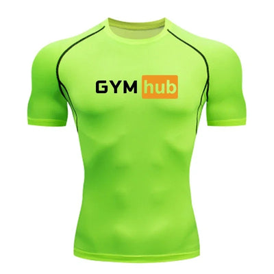 Gym Hub Printed Men's Compression T-Shirt Gym Workout Sport Quick Dry Tight Shirts Outdoor Training Fitness Elasticity Tops Tee