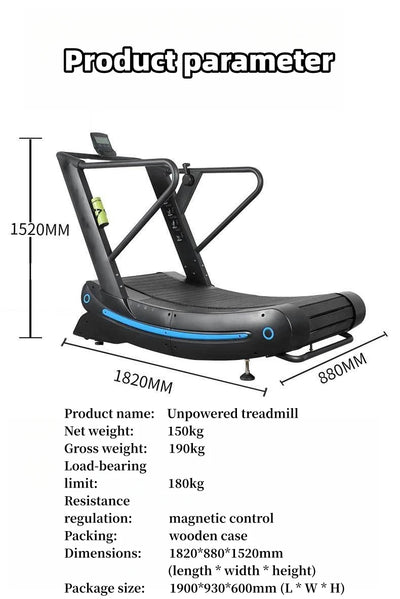 SK Fitness Gym Equipment Unpowered Air Runner Curved Treadmill Machine Unplugged Manual Treadmill For Compact Gym Setup