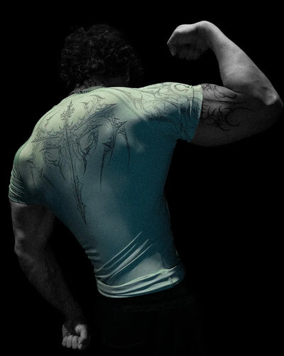 GYM T-shirt Men's Dark Gothic Print Muscle Tee  High Elasticity And Quick Drying Exercise For Bodybuilding Training 2026 Summer