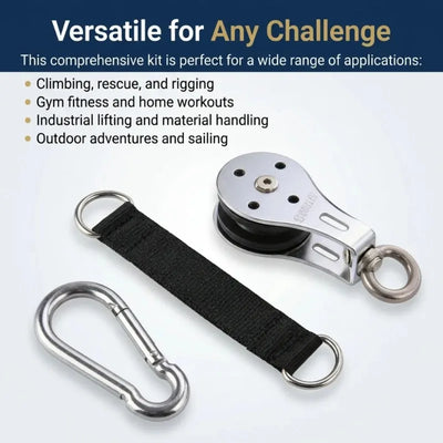 Carabiner Set for DIY Home Gym Cable Machine Fitness Equipment Accessories and Silent Bearing Pulley with Safety Strap
