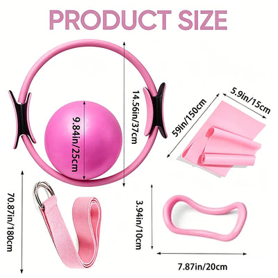 Pilates Ring Set 5 Pcs - Home Gym Equipment for Strength Training, Toning & Stretching Incl. Yoga Accessories