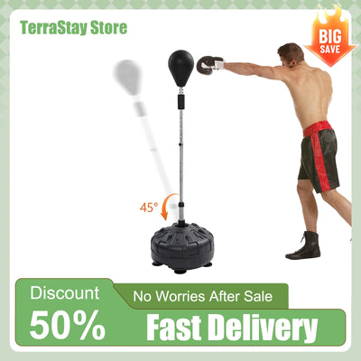Professional Free Standing Punching Bag with 90° Rebound Spring Stainless Steel Base 6 Suction Cups Anti-Slip 160cm Adjustable
