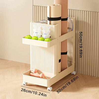 Gym Equipment Holder With Wheels Sports Equipment Storage Rack Yoga Mat Storage Basket Fitness Equipment Sports Tools Organizer