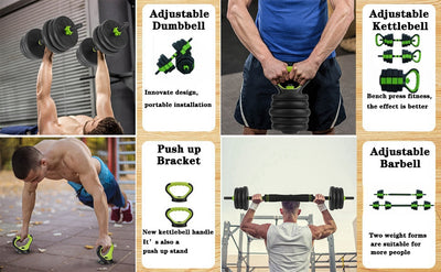 66lbs/88lbs Weight 4 in 1 Adjustable Kettlebell Set  Dumbbell Set Used as Kettlebells Barbell Push up Stand for GYM Home